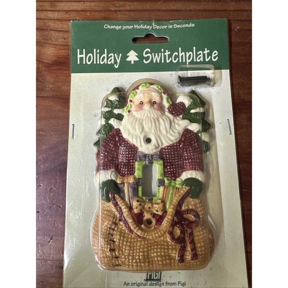 Vintage Ceramic Figi Holiday Santa Light Switch Cover